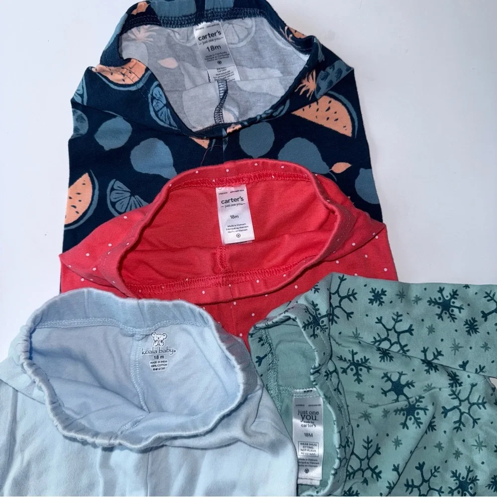 Lot of 06 Piece 04 Baby Girl 18 Month Leggings Pants Stretch Carter’s And 2 Tops